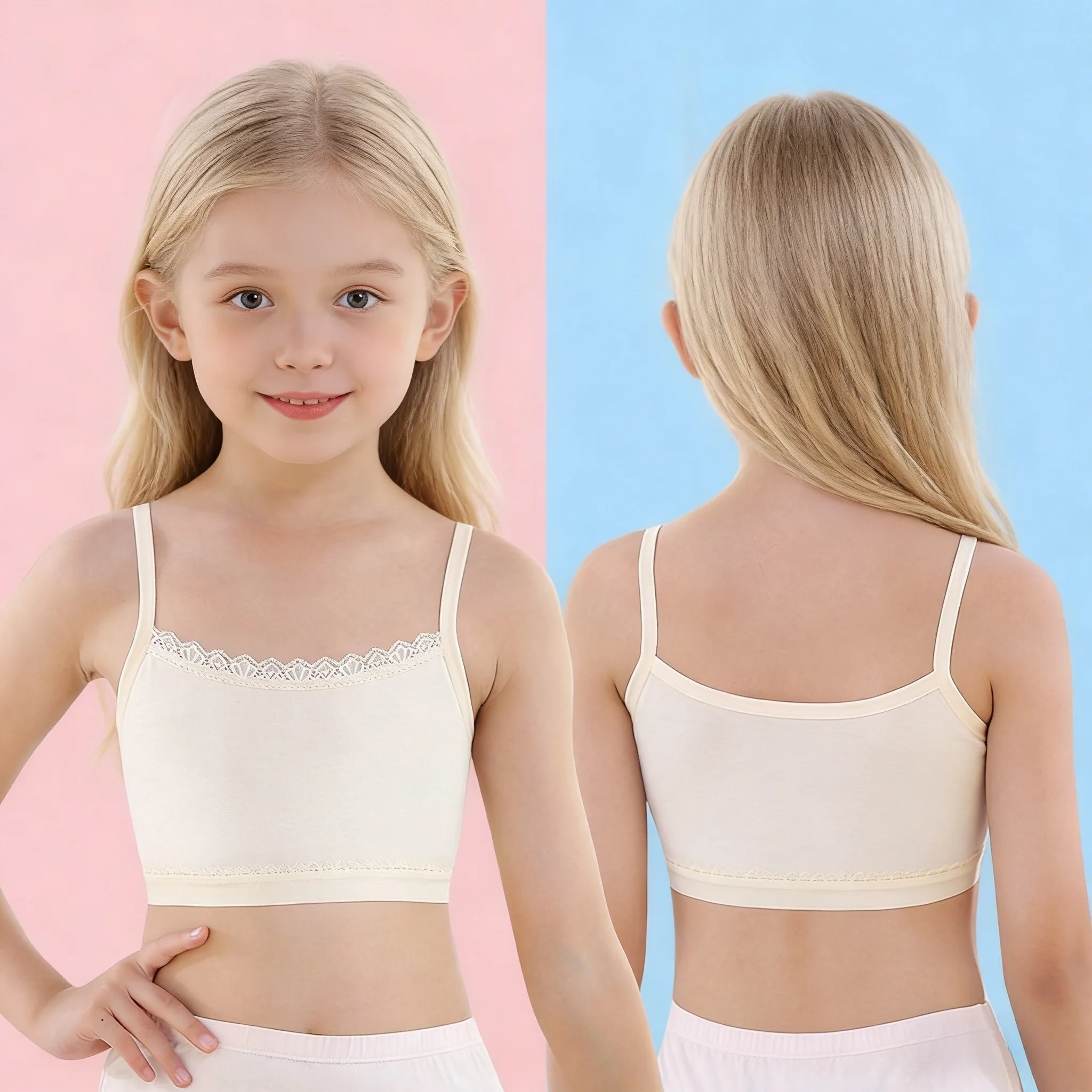 

Майка-бюстгальтер для девочек, хлопковая, облегающая, белая, летняя, для детей, топ-жилетка, нижнее белье