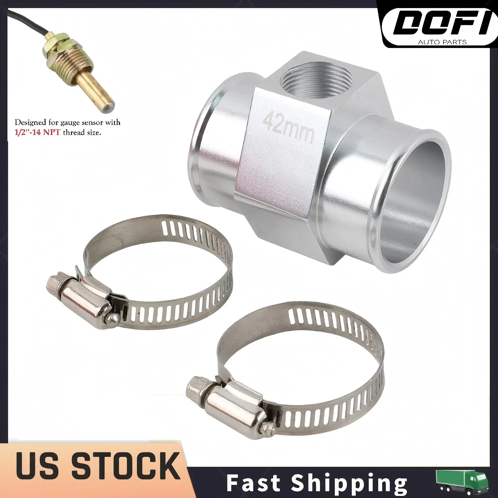 

For 1/2"-14NPT Water Temp Gauge Sensor 38mm 42mm Joint Pipe Radiator Hose Adapter Shipping from US