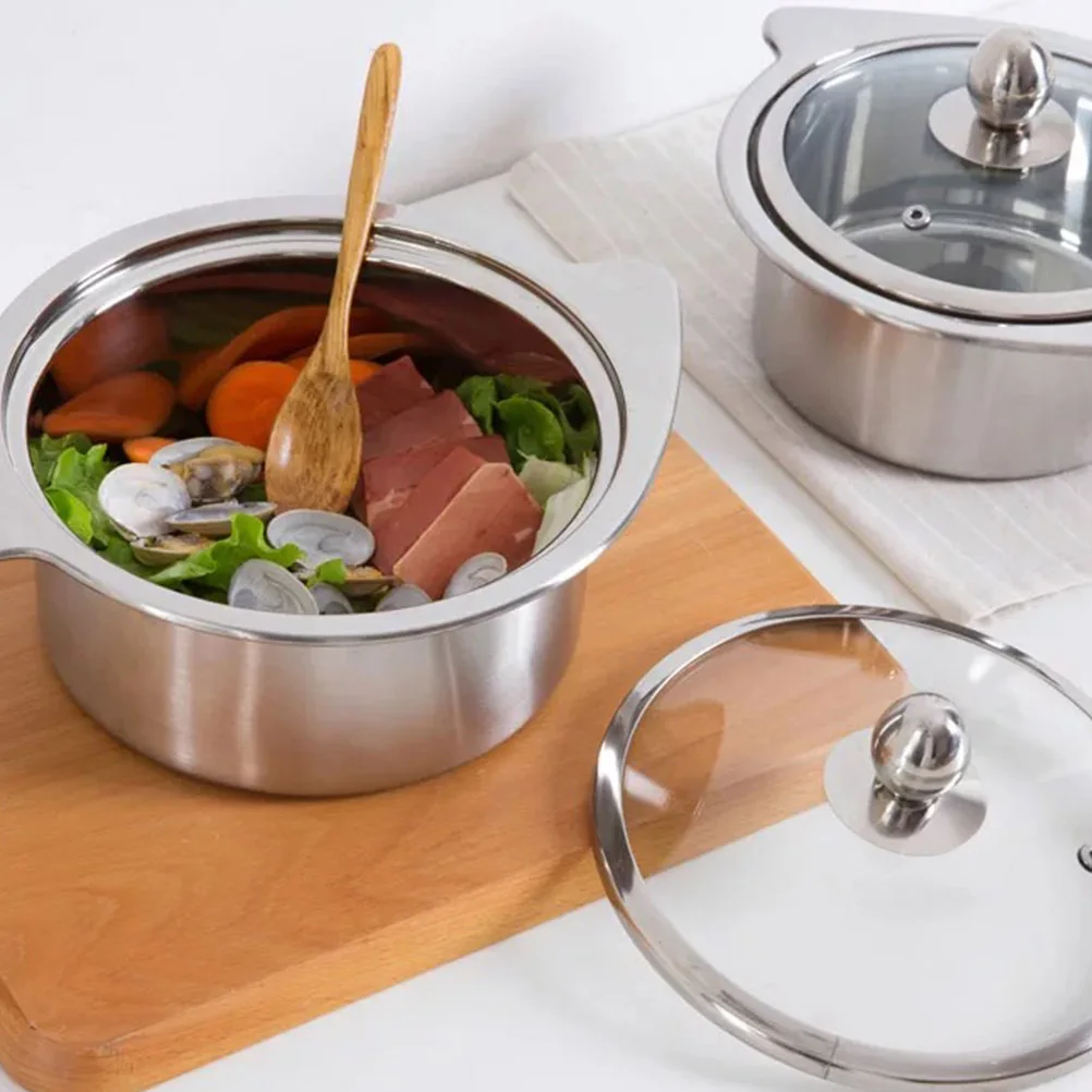 

1pc 16Cm Stainless Steel Hot Pot For Induction Cooker No Lid Silver Solo Cooking Pot Wok Steel Stewpot Kitchen Bar Tool
