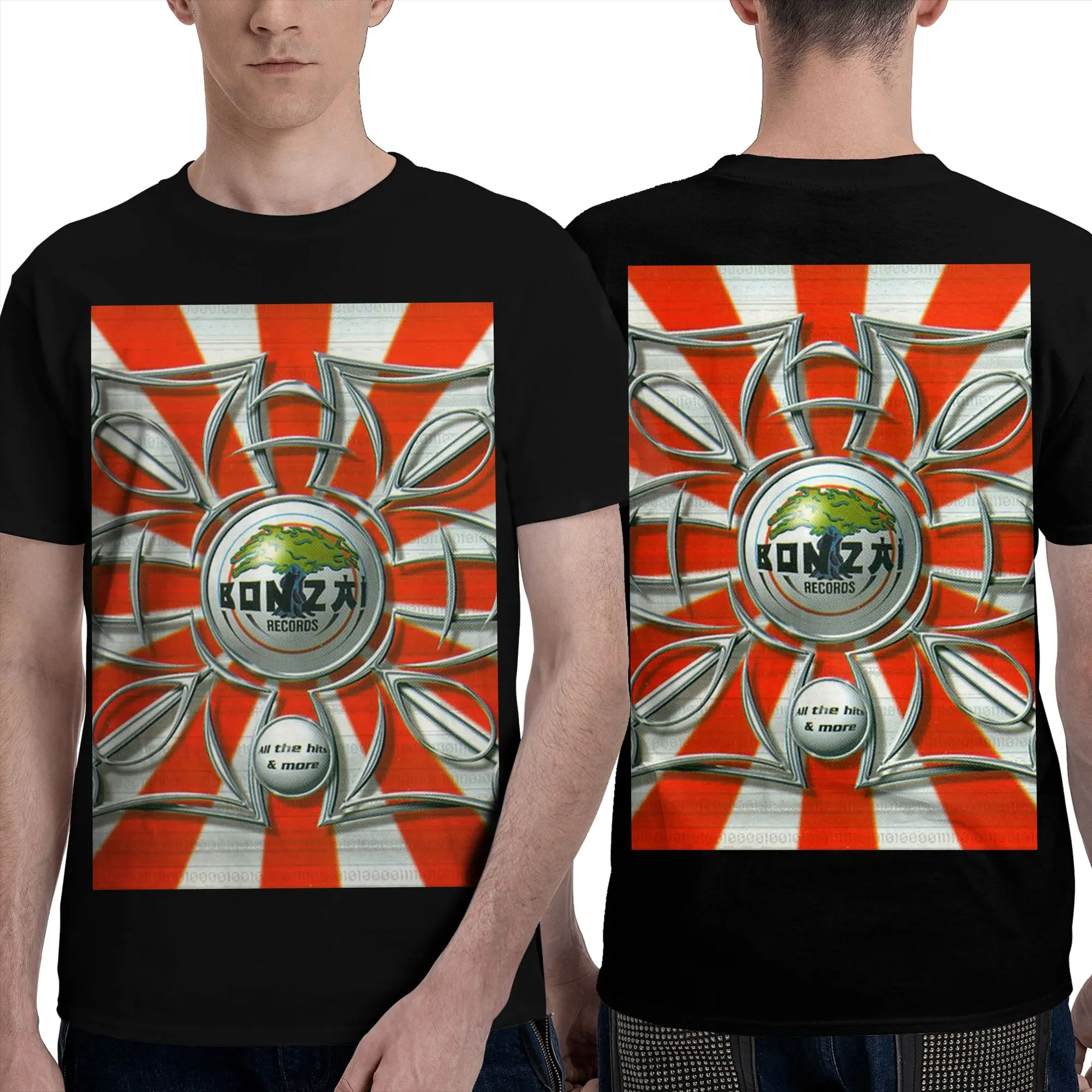 100% Cotton Bonzai Records   T-Shirt Men's Double Sided T Shirt Men Crew Neck Summer Shirts Tops S-6XL