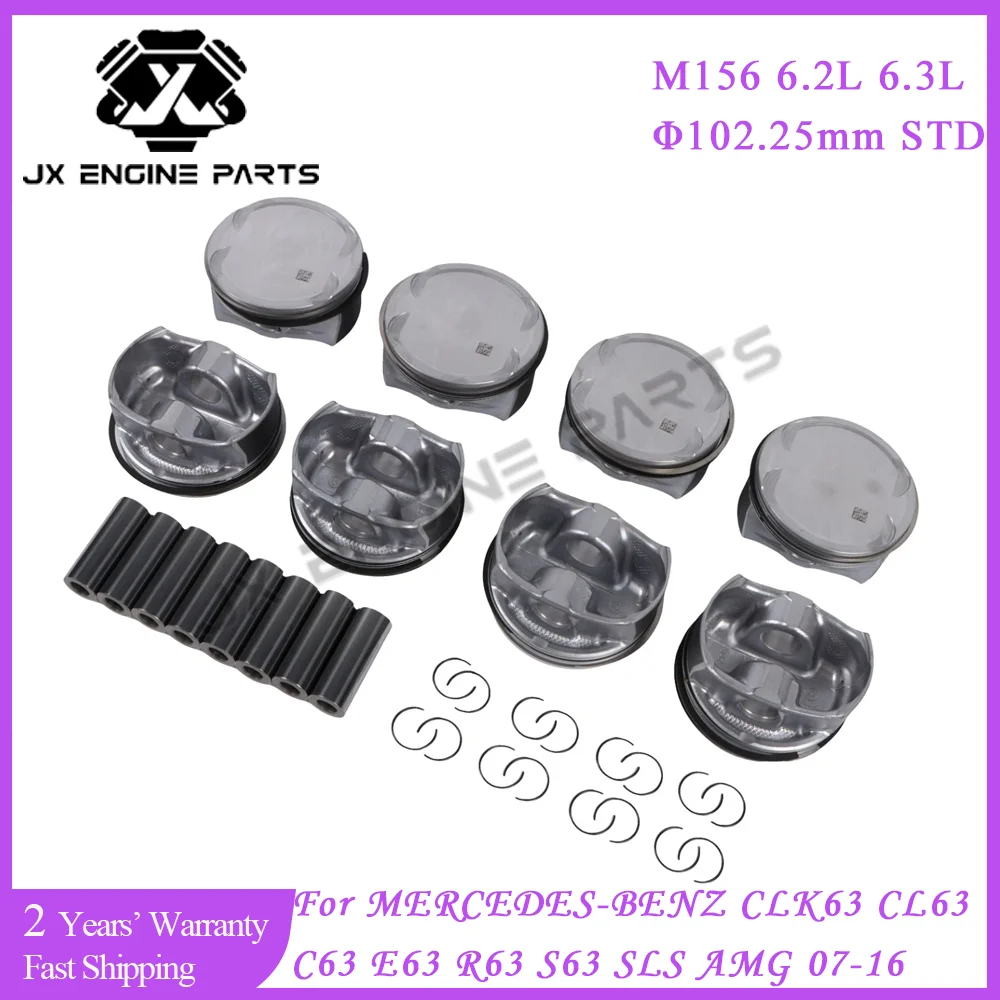 M156 Engine Piston & Piston Ring Set For Mercedes-Benz 6.2 6.3 C63 CL63 CLK63 CLS63 E63 ML63 R63 S63 SL63 AMG 6.2L 6.3L 07-16