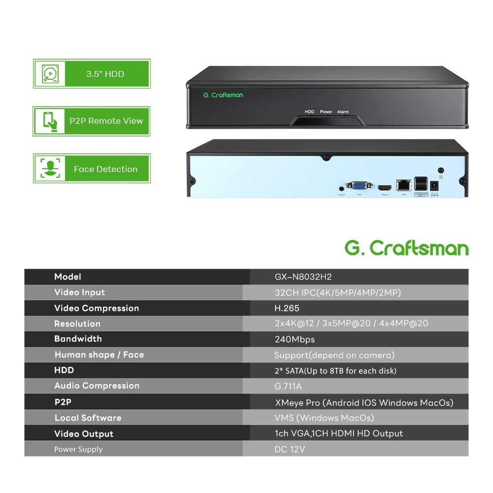 32ch XMEYE 4K NVR H.265X On-vif Network Video Recorder 2 HDD 24/7 Recording Security Sysem Kit P2P xmeye Pro image 2