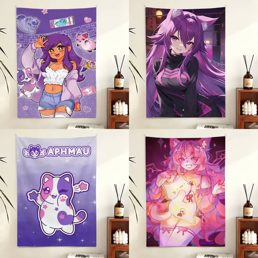 A-Aphmau Meow Anime Cats Flag Digital Printing Banner for Garage Wall Out Door Decoration