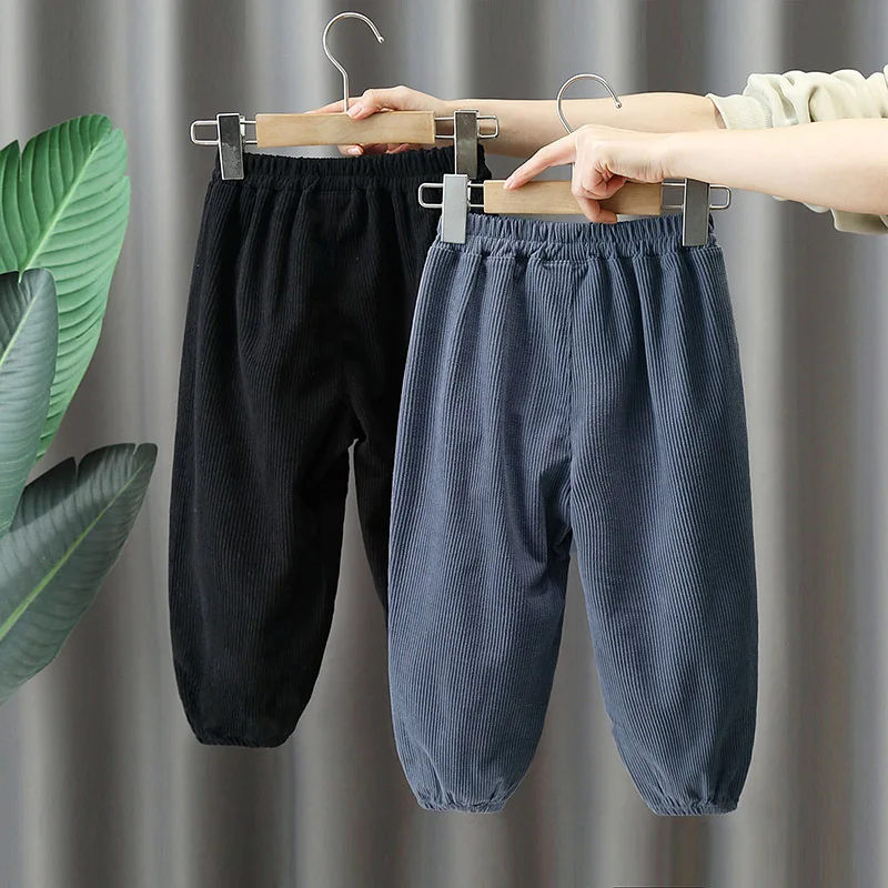 

Spring and Autumn 2024 Winter Children's Corduroy Pants with Thick Velvet for Outer Wear Children's Sports Pants Boys Clothes