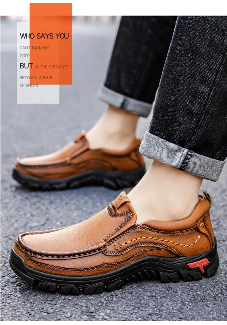 Neue handgefertigte Lederschuhe für Herren, Outdoor-Slipper, lässige Herrenschuhe, modische flache Herren-Fahrschuhe, Mokassins, Wanderschuhe – Detail 10