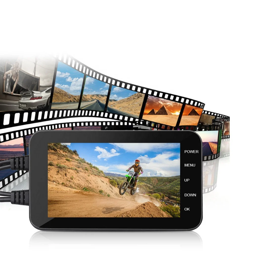 1080P Motorcycle Waterproof 140 Degree Wide Angle Camera WiFi Dash Cam Front Rear Driving Video Recorder Black Box