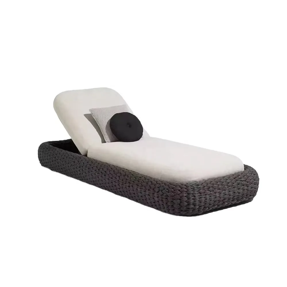 Cute Creative Design Hotel Pool Outdoor Patio Furniture Hemp Rope Chaise  Luxury Sunbeds Garden Outdoor Furniture Set