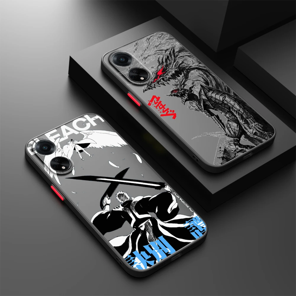 B-Bleach Anime Cool Cartoon Frosted Translucent For OPPO X5 X3 A54S A5 A94 A16 A53S A57 A74 A72 A96 A98 A78 5G Cover Phone Case