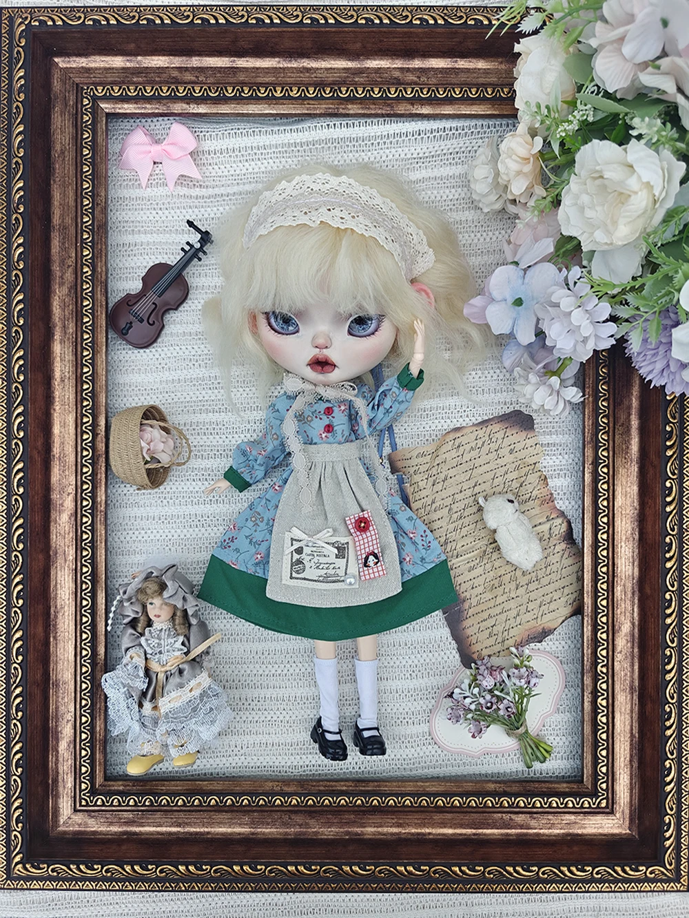 Ręcznie robione ubranka dla lalek Blythe, zielone, księżniczka, vintage, z długim rękawem, pasujące do Ymy Licca Azones Ob22 24 27, akcesoria dla lalek YMY.