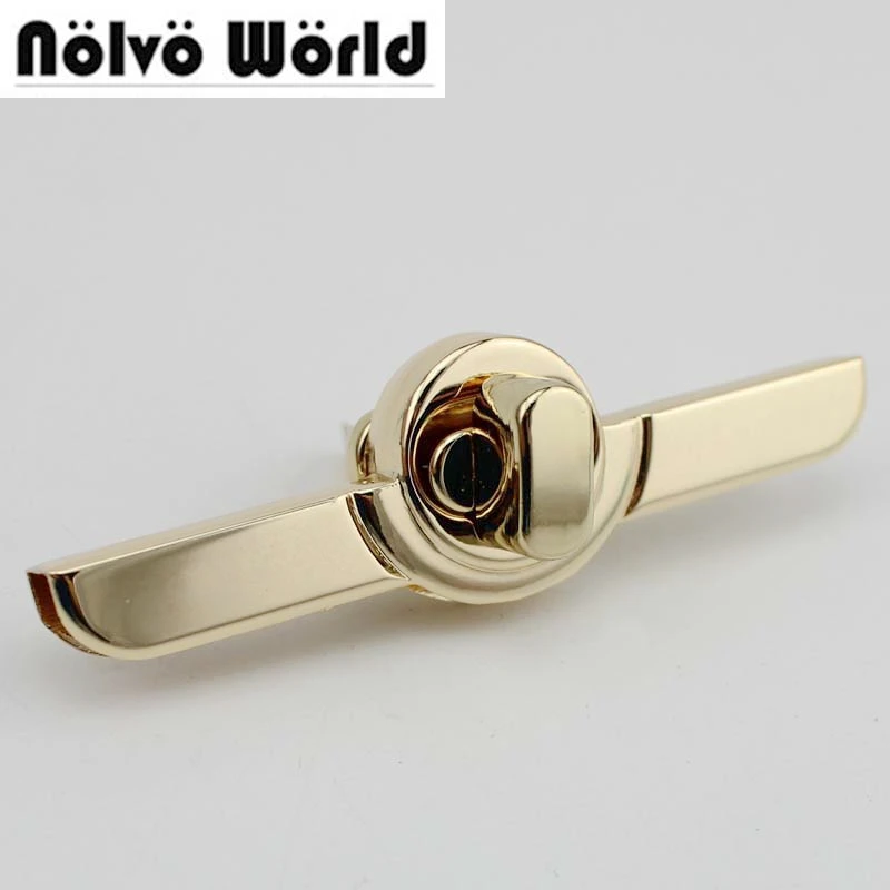 15sets/lot 74*24mm light gold  Leather Goods Handmade Zipper Puller Locks,New Zipper Pocket Closured Twist Turn Lock Snap Clasps