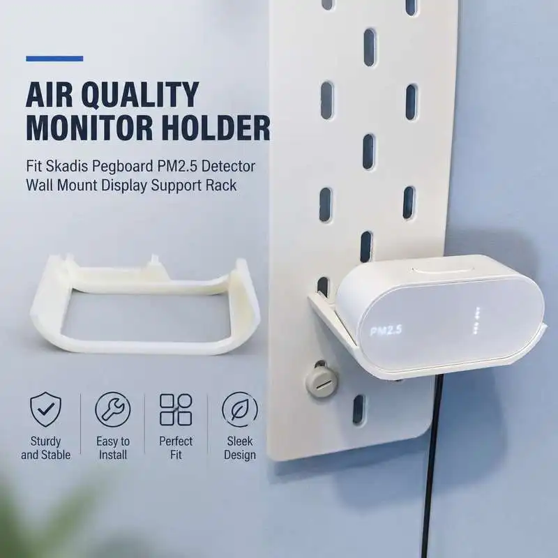 Air Monitor Mount Bracket Air Quality Detector Fixed Holder Wall Storage Fits Skadis Pegboard