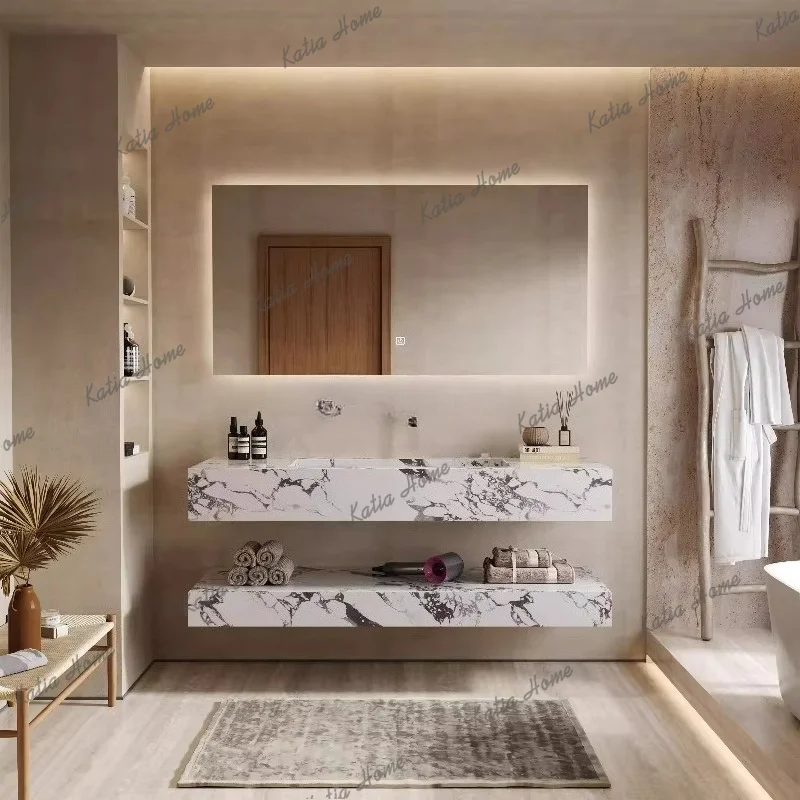 PG Slate seamless integrated basin bathroom cabinet small apartment modern simple advanced customization