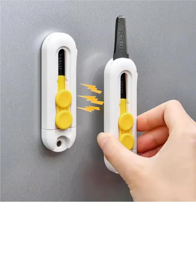 Couteau d'ouverture de courrier magnétique, couteaux de déballage de courrier portables multifonctionnels, outil de couteau d'art à rebond autobloquant rétractable