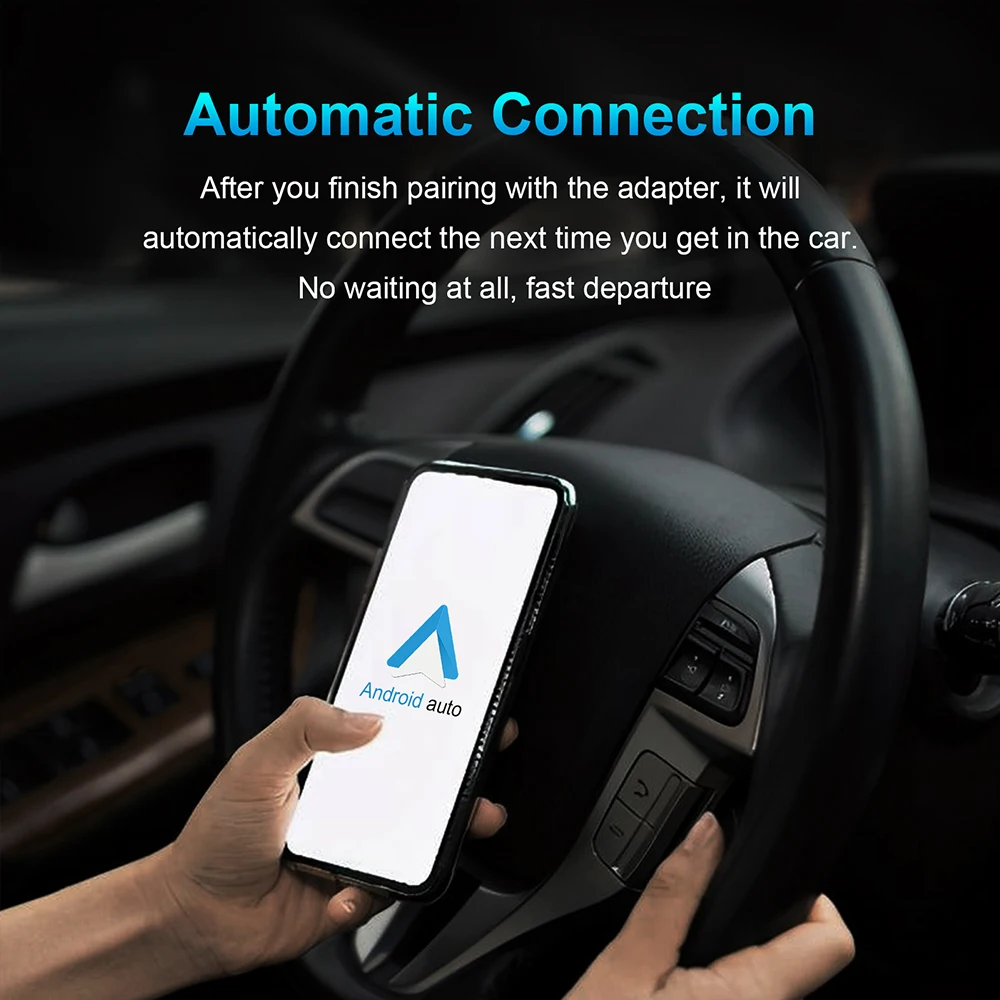 Android Auto Wireless Adapter for OEM Factory Wired Android Auto Car Models Plug and Play Easy Setup