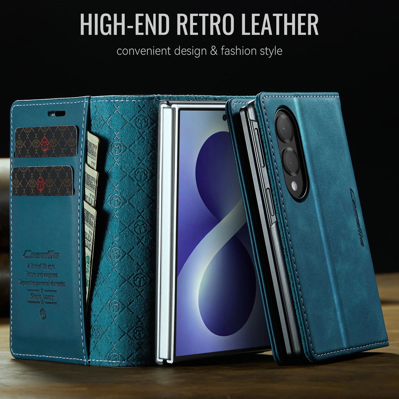 Hot sales Vintage Style Flip Cards Wallet Leather Cover for Samsung Galaxy Z Fold8 Fold 8 Wide Book Stand Shockproof Slim fit view 6