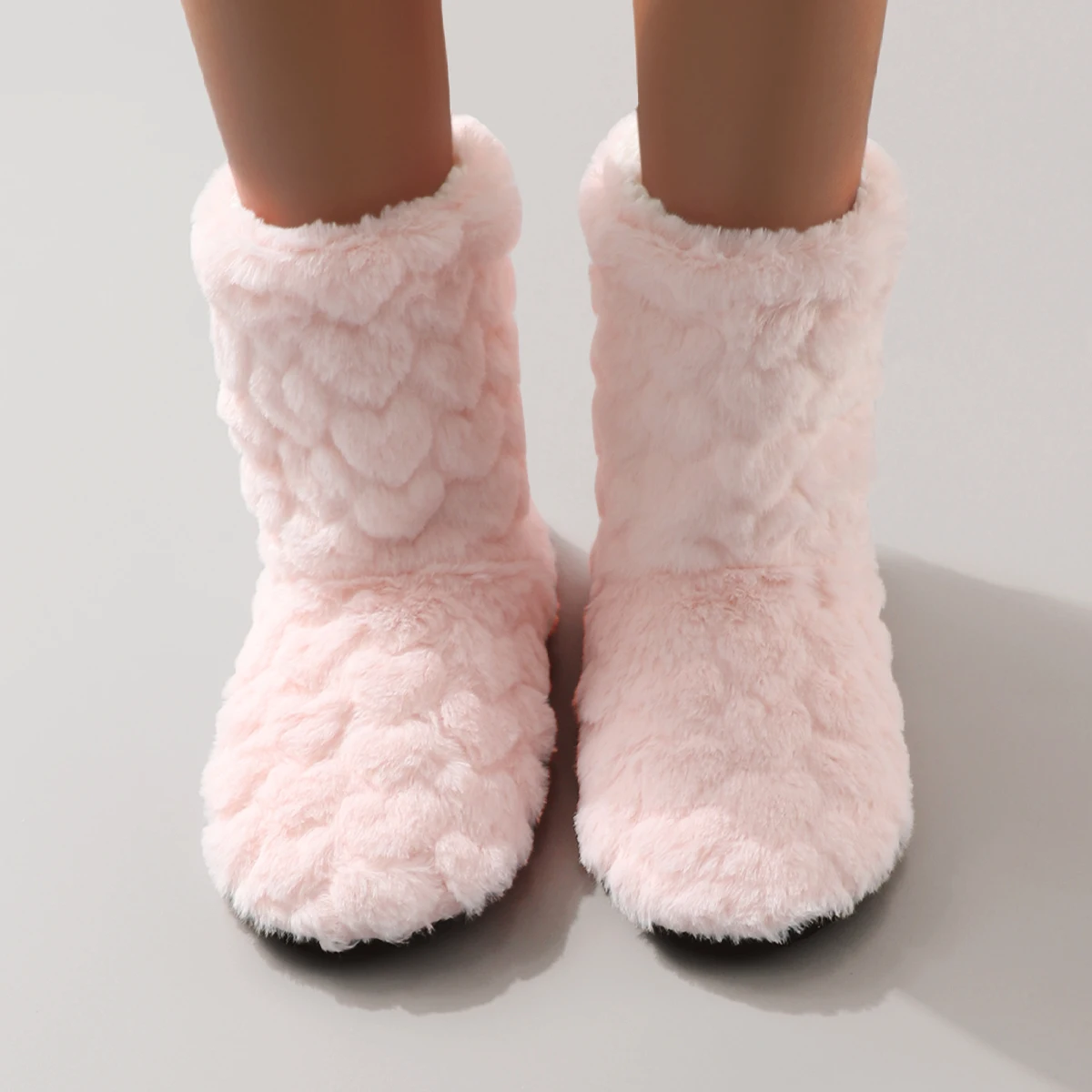 Winter Couple's Floor Socks, Adult Thickened and Fleece-Lined Indoor Shoes, Dance High-Tube Floor Boots, Early Education Parent-