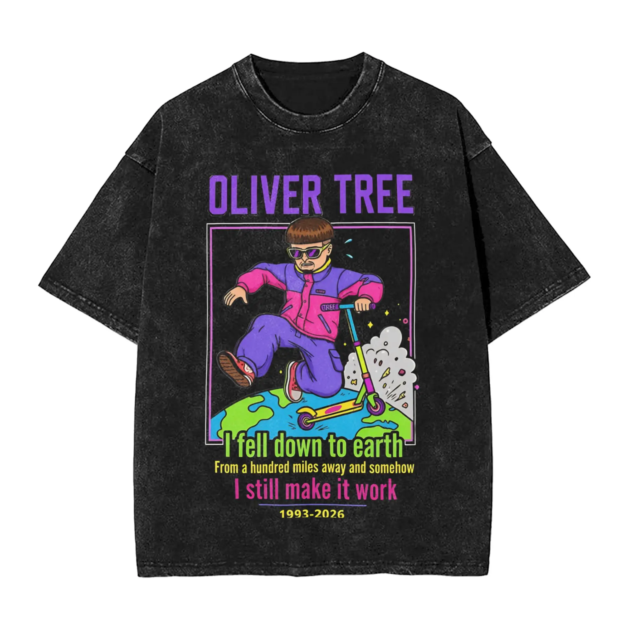 Washed T Shirt Oliver Tree Rest In Peace 1993 to 2026 Memorial T-Shirts Oversize Streetwear Cotton Tops Tee Shirt for Men Women