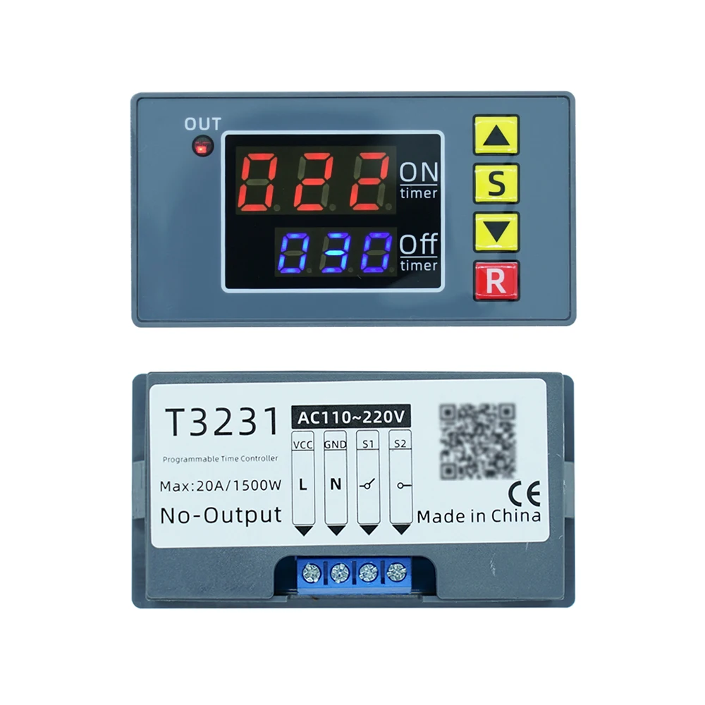 DC 12V 24V AC 110V 220V T3231 Cycle Time Timer Delay Relay LED Dual Digital Display Timing Control Switch Adjustable Delay Time