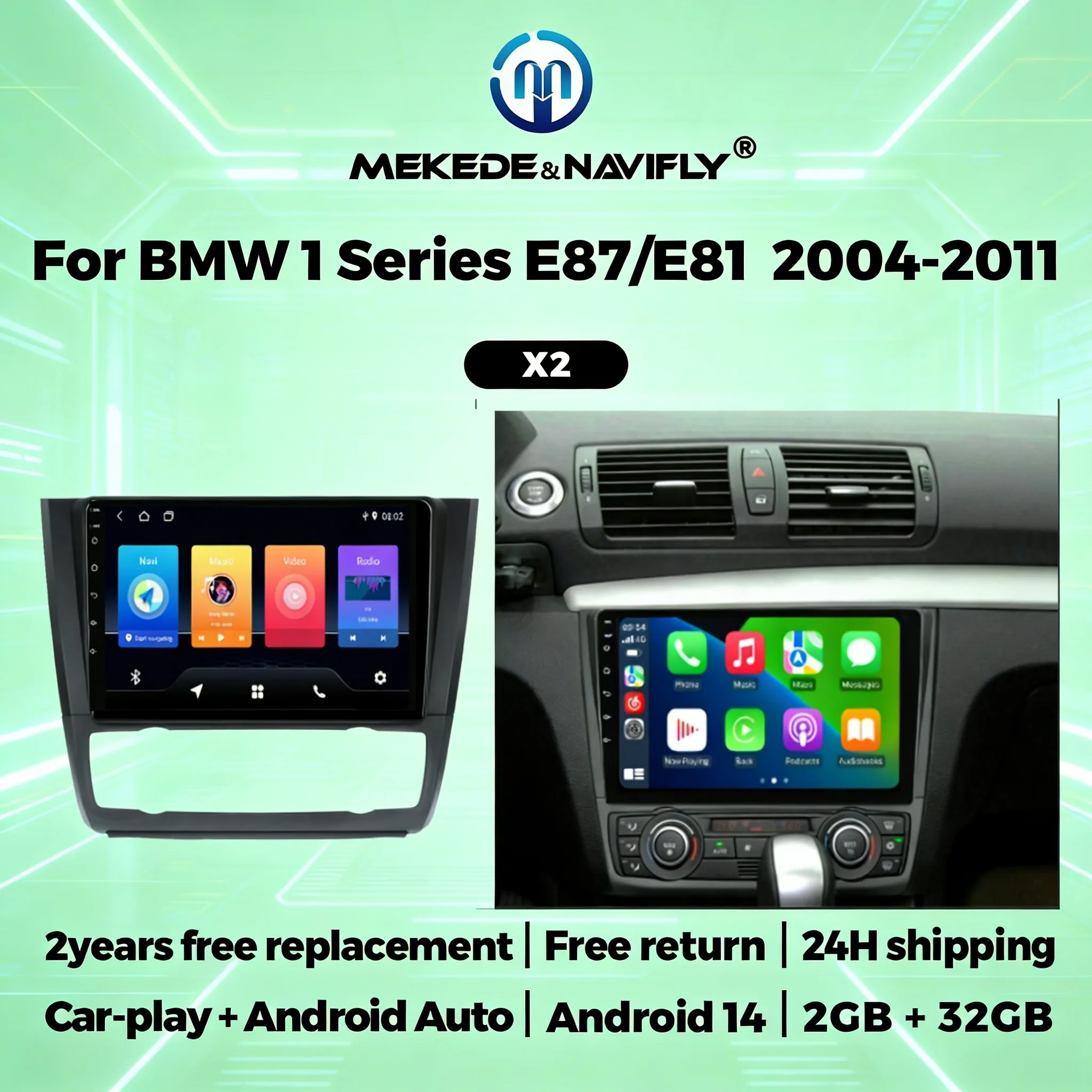 

2 Din Car Play Android Auto для BMW 1-Series E88 E82 E81 E87 2004-2011, автомобильное радио, мультимедийный стереоплеер, WIFI, FM, авторадио, GPS