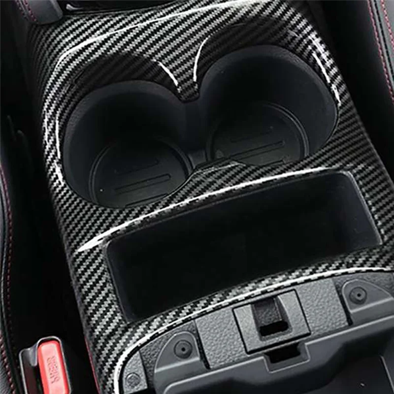 Car Carbon Fiber Front Seat Center Control Water Bottle Cup Holder Cover Trim for J11 2014-2020