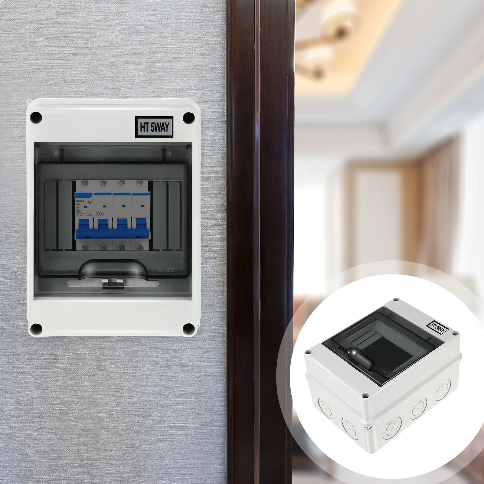 Circuit Breaker Distribution Box Plastic Protective Breaker Box Transparent Window Easy Operation Home Hotel Use