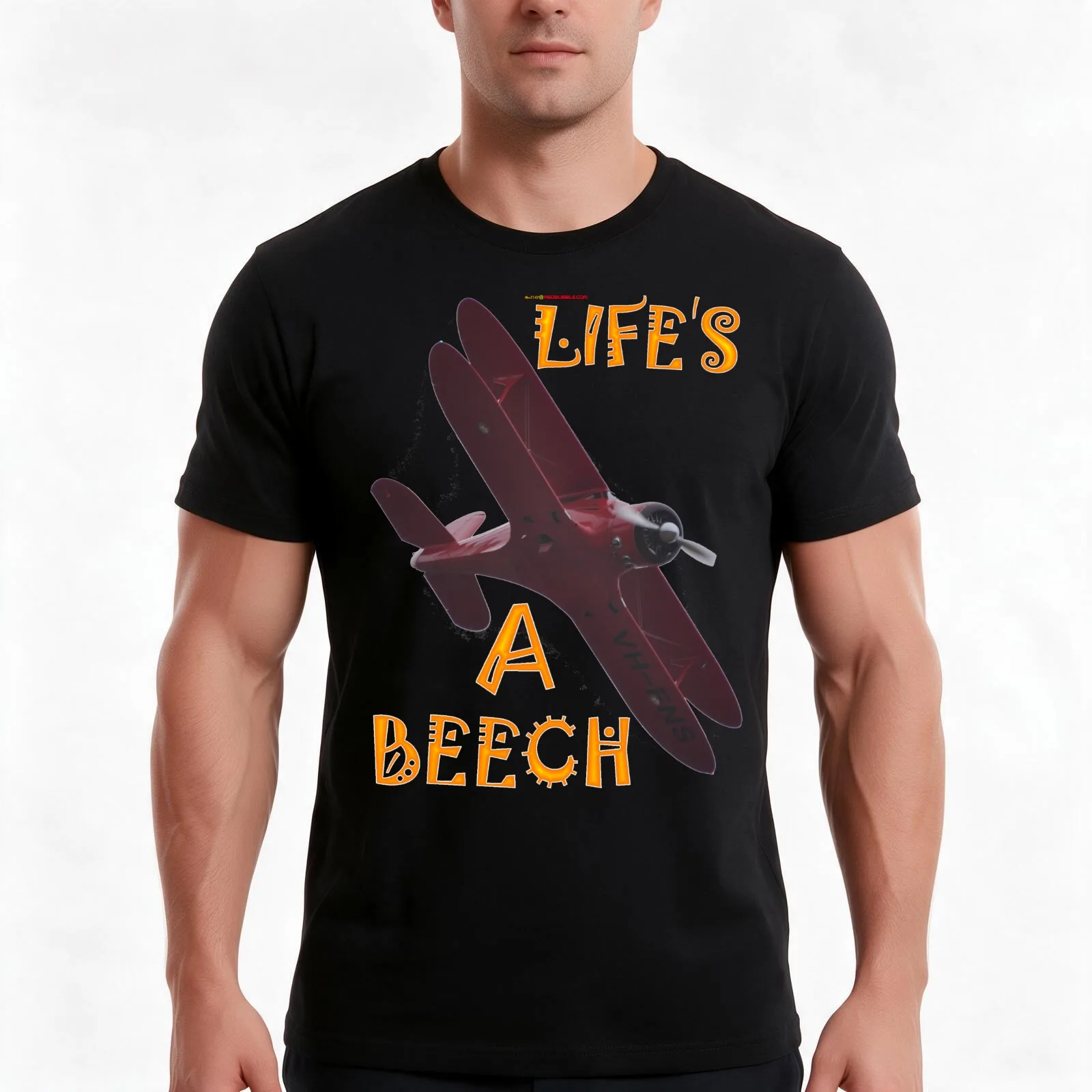 Life's A Beech - Beechcraft D17 Staggerwing VH-FNS banked T-Shirt, Summer Casual Cotton Tee, Oversized Streetwear Tops