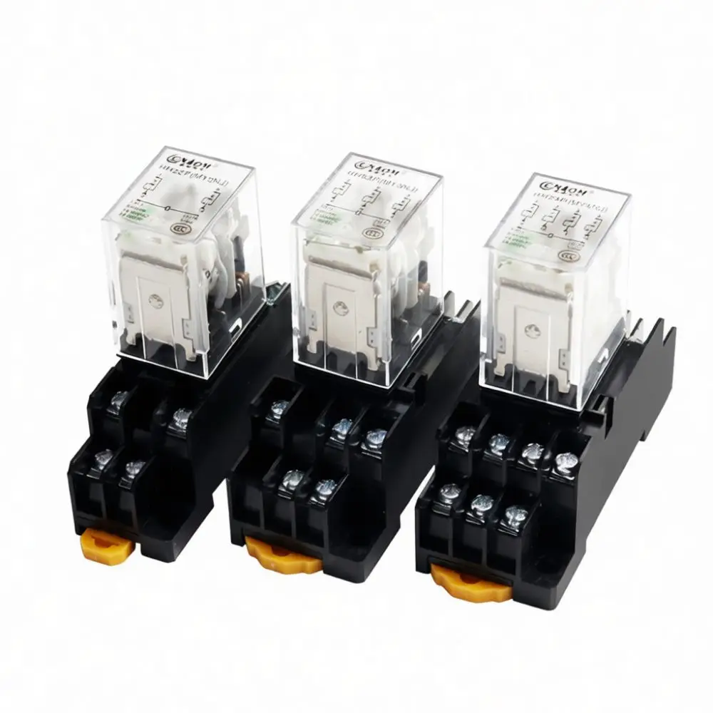 Universal Intermediate Power Relay HH52P MY2NJ Industrial Control System Module With Socket Base LED Status Monitoring Light