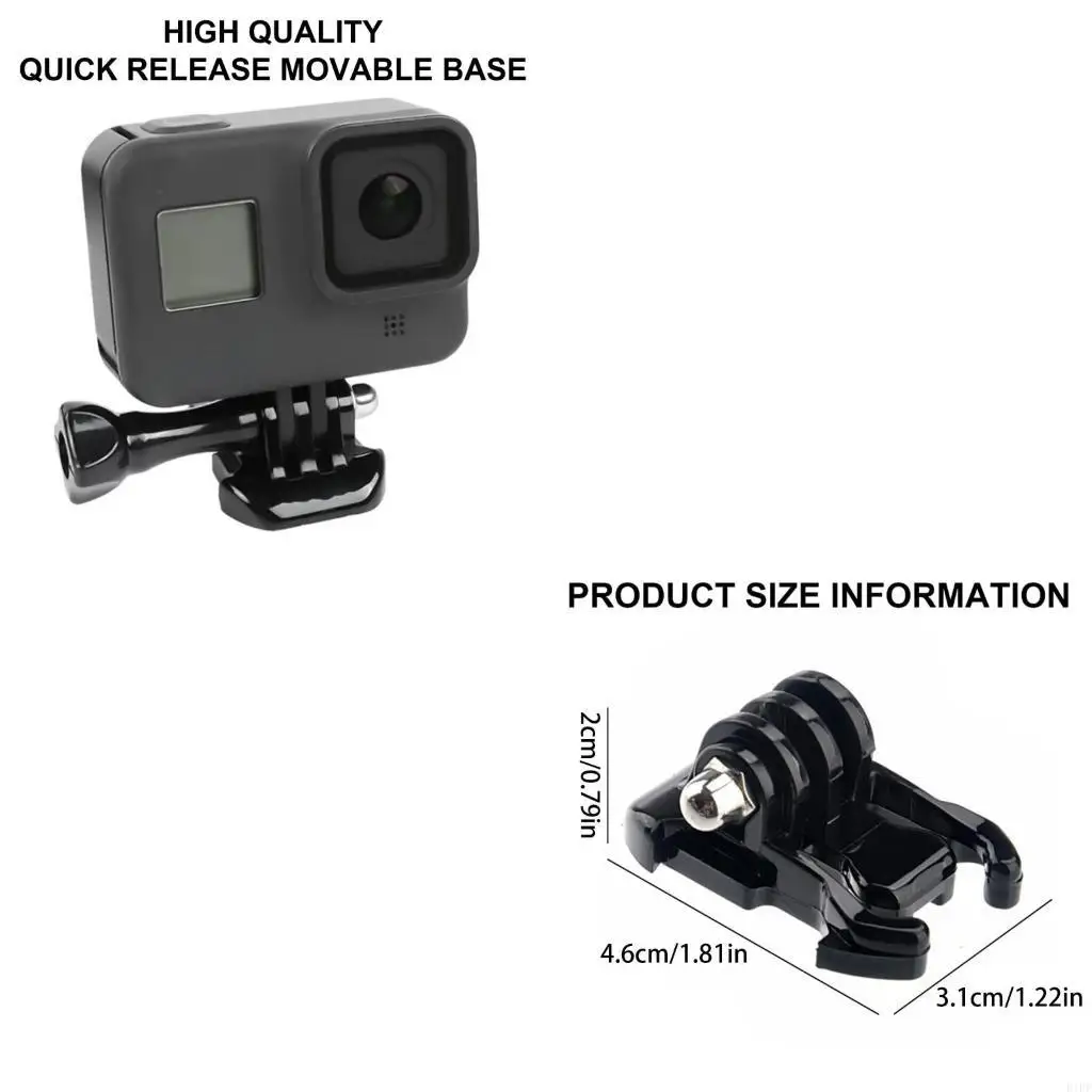 E1PF Quick Detach Camera Base Quick Release Base Mount for Multiple Sport Use, Compatible for Various Helmets Straps
