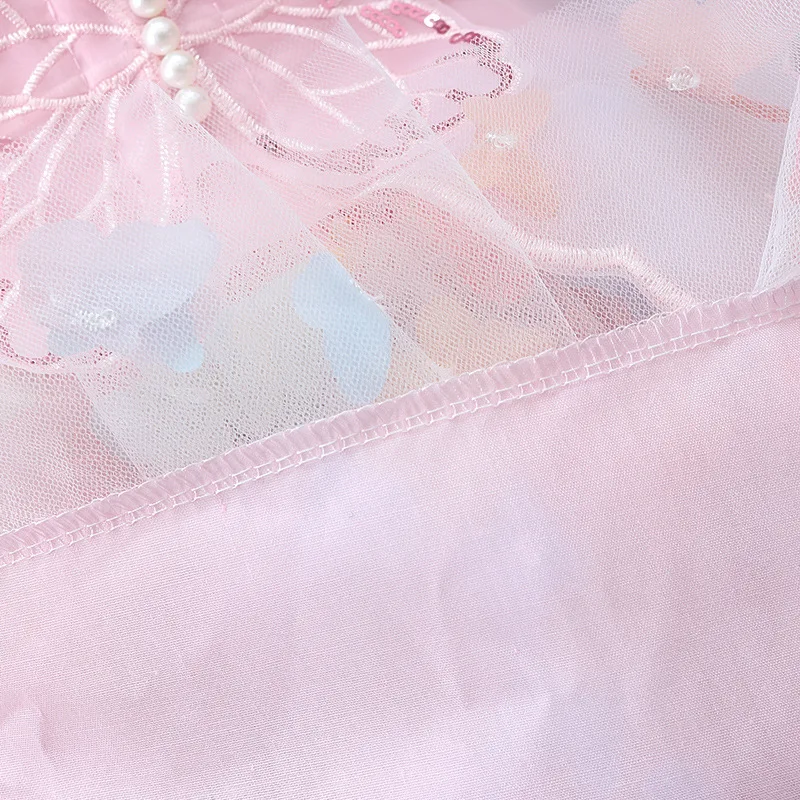 Ärmelloses Tüllkleid mit 3D-Schleife für Mädchen - Perlenriemen & Netzrock, Feenparty-Outfit & Alltagskleidung Blumenmädchenkleider – Detail 16