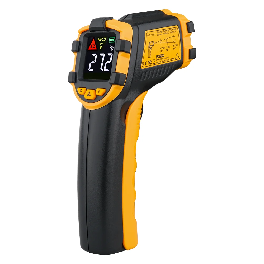 Digital Infrared Thermometer Laser Temperature Meter Non-contact Pyrometer Imager Hygrometer IR Termometro Color LCD Light Alarm