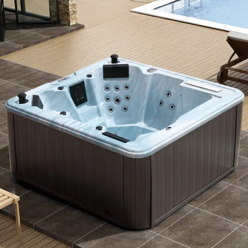 Moderne Luxus-Spa-Badewanne, rechteckig, Whirlpool-Massage, Whirlpools, Balboa-Kontrollsystem, Acryl-Abtropffläche, 2 m, für den Außenbereich, Hotelgebrauch