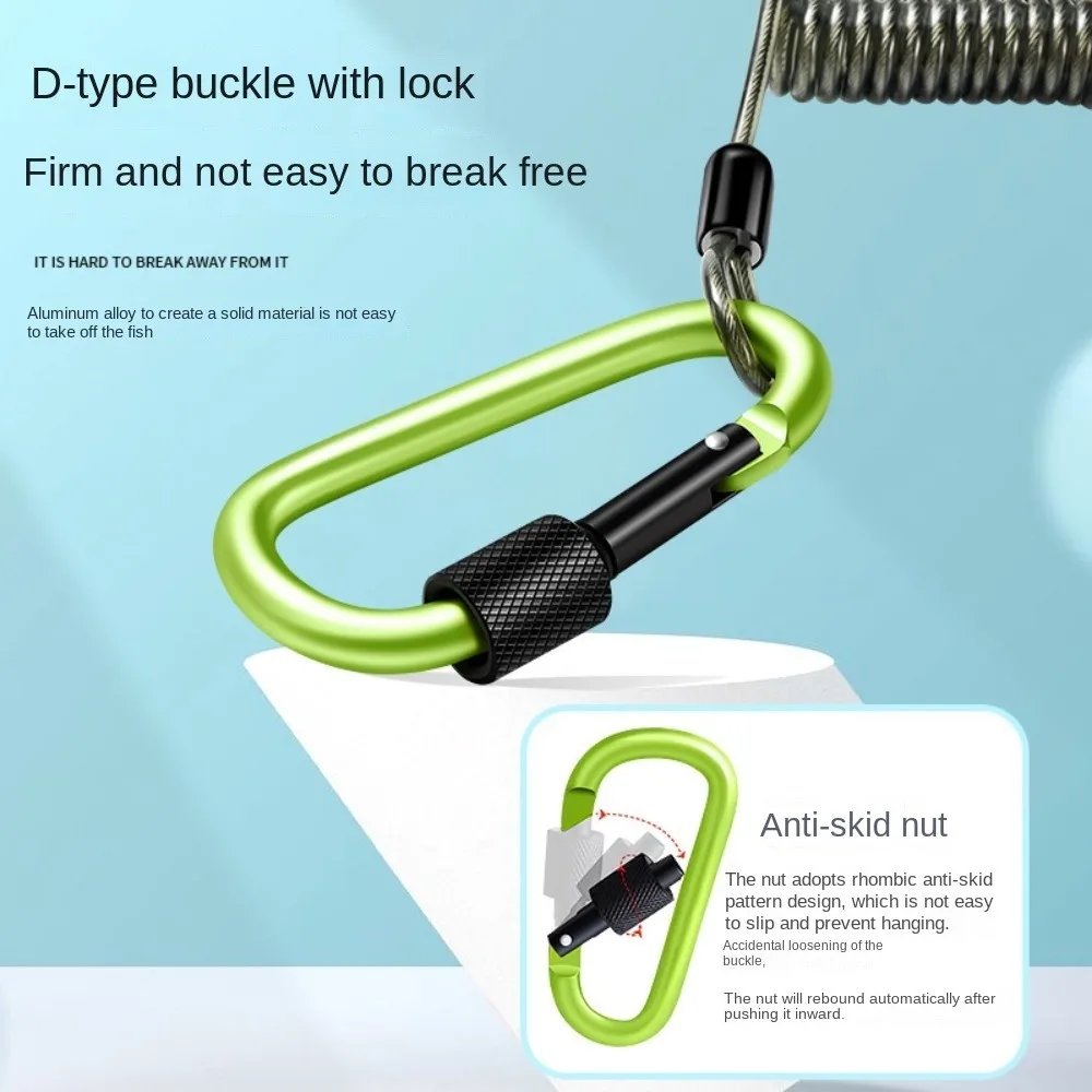 Anti Loss Fishing Missed Rope Twisted Elastic Coil Climbing Buckle Rope Retention Durable Fishing Coiled Lanyard Flying Training