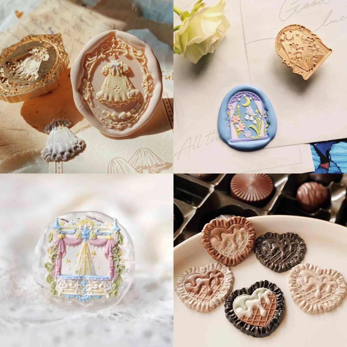 3D stamp copper head fire seal fine carving multi-layer seal head special-shaped relief envelope seal wedding invitation gift