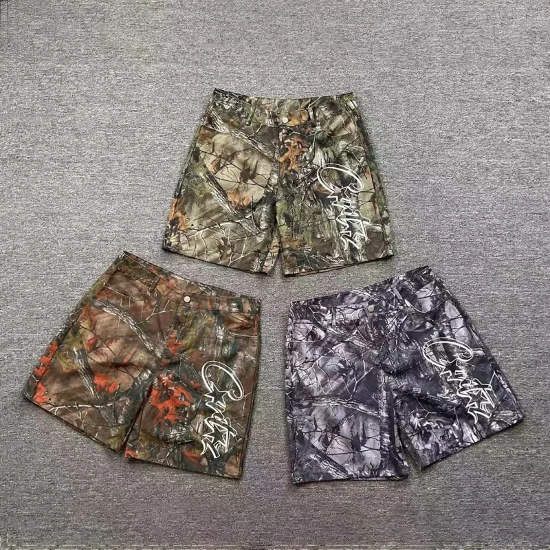 

American High Street Summer Casual Men's Creative Dyed Camouflage Outdoor Straight Leg Five-Quarter orts