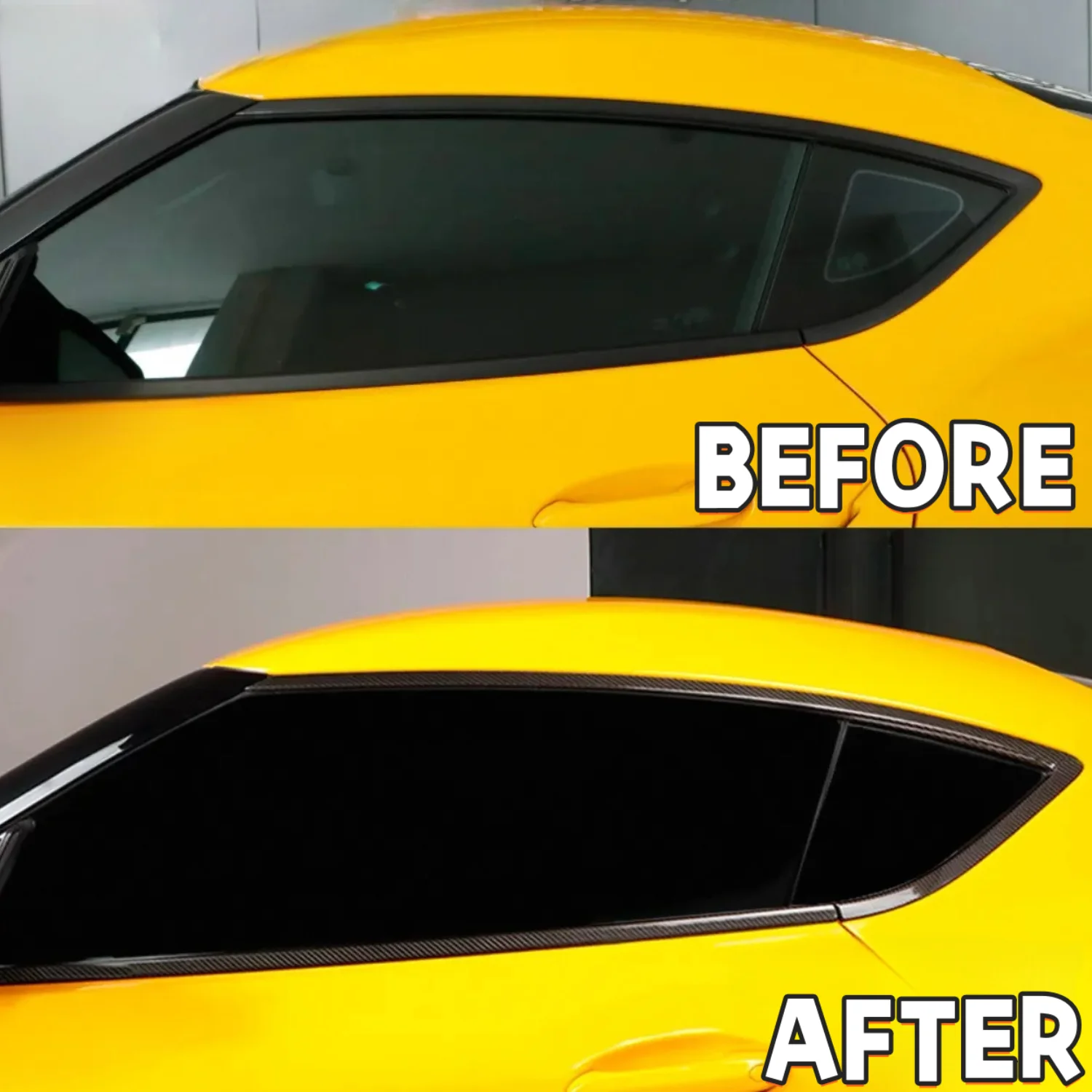 اكسسوارات السيارات الجانب الباب مزورة الكربون قطاع الكربون نافذة الكسوة ل GR Supra A90 A91 MK5 نافذة تزيين قطاع الكسوة #2