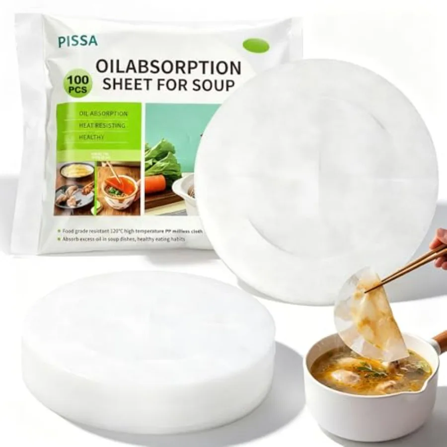 

Oil Absorption Sheets for Soup, Pcs 7in Round Food Grade Edible Paper, Oil Blotting and Absorbing Sheets for Cooking, Grease Sk