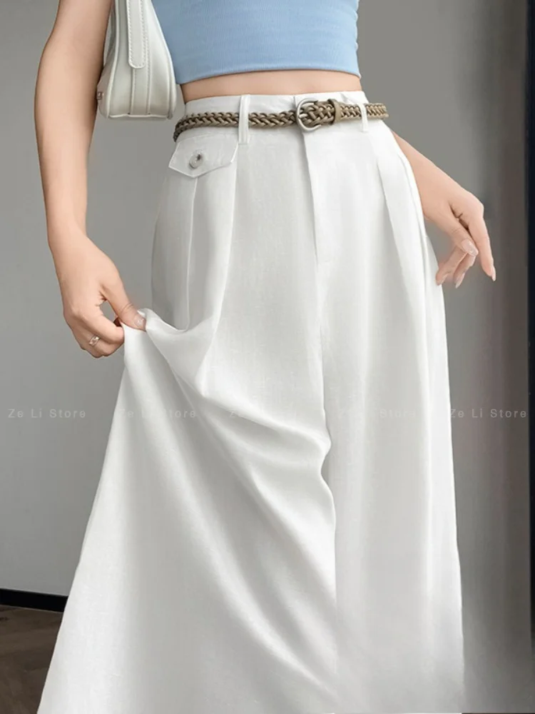 2026 Summer New Arrival Linen Loose Pantsstraight-leg Ice Silk Yamamoto Pants High Waist Thin Mop Pants for Women