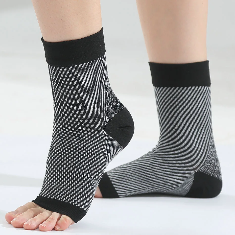 2025 Wholesale Ladies Open Toe Compression Socks Protection Ankle Sleeve Support Fixed Joint Sports Skin Color White Black