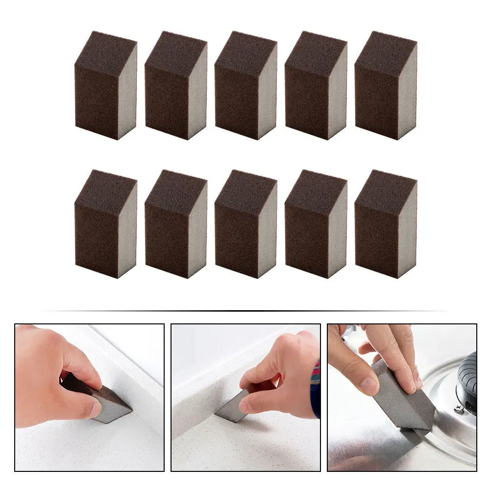 10Pcs Supple Emery Sponge Dishcloth Fast Drying Lightweight Kitchen Cleaning Sponge for Pan Washing Rust Cleaning Sanding