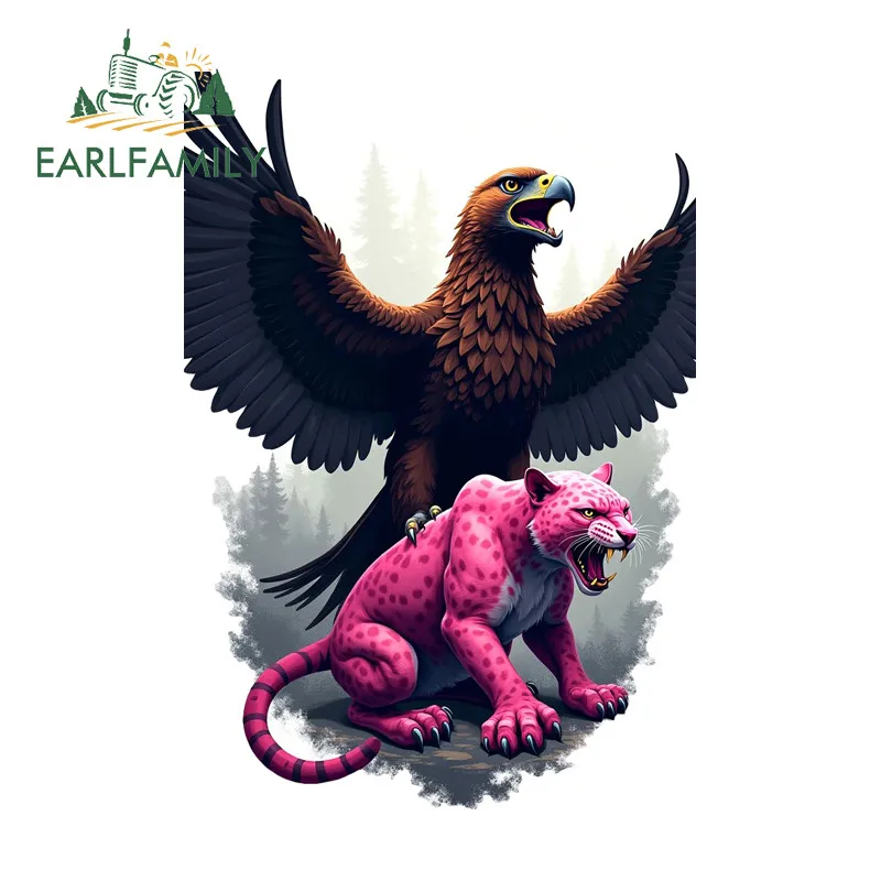 EARLFAMILY النسر ليوبارد الكرتون ملصقات السيارات دراجة نارية الزجاج الأمامي سباق الانجراف مقاوم للماء ملصق حائط من الفينيل باب السيارة Protetcor