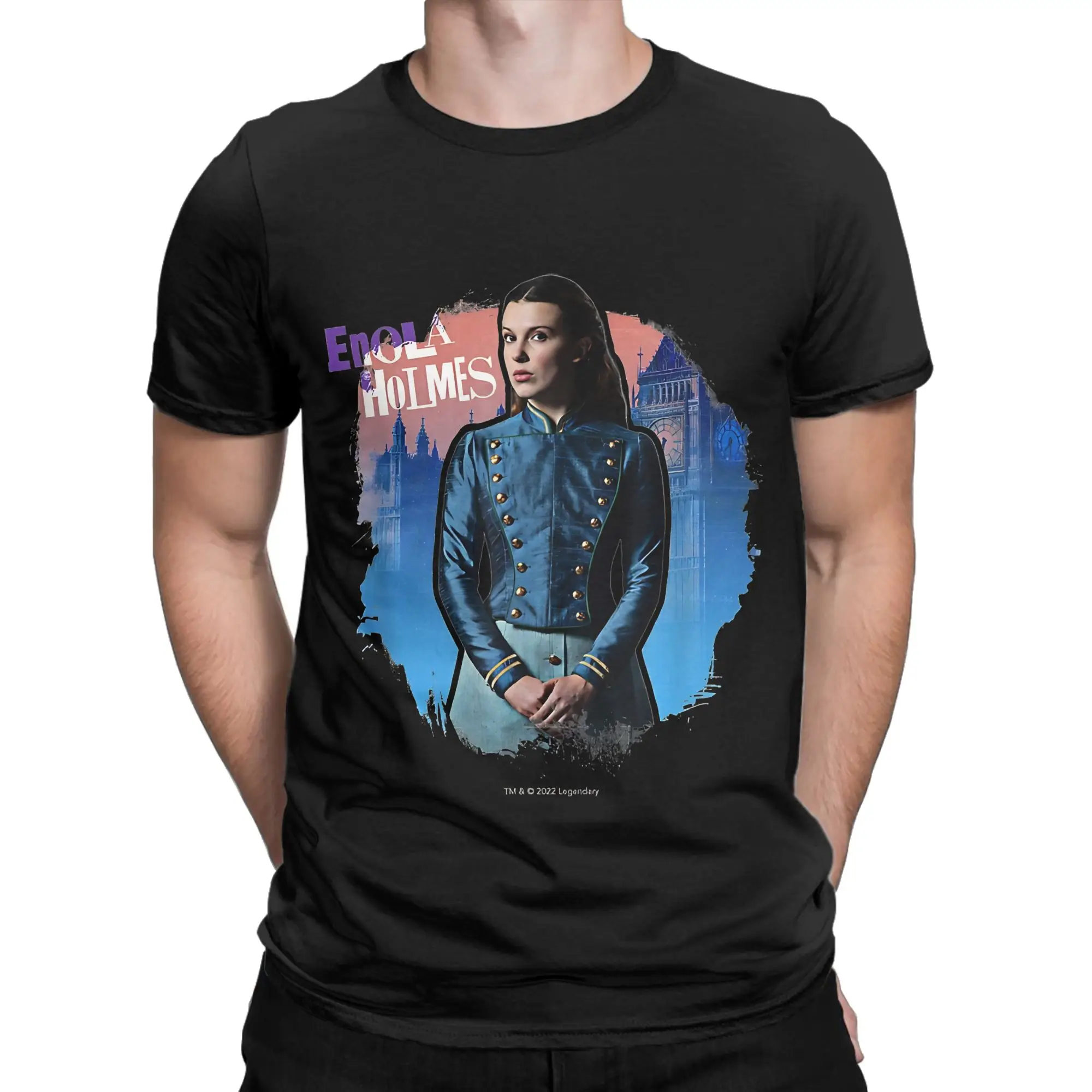 Enola Holmes Mysteries Enola Millie Bobby Brown in London Funny 100% Cotton T-Shirt The Enola Holmes Mysteries Tees Tops For Men