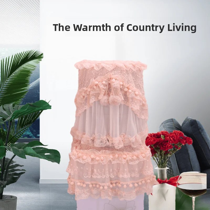 

Pink High-End Lace Fabric Water Dispenser Cover Dustproof Two-Piece Set Premium Quality Home Textile Water Machine Protector