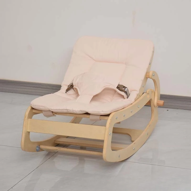 

Wooden baby rocking chair Household newborn recliner Cradle chair Wooden baby swing chair Recliner