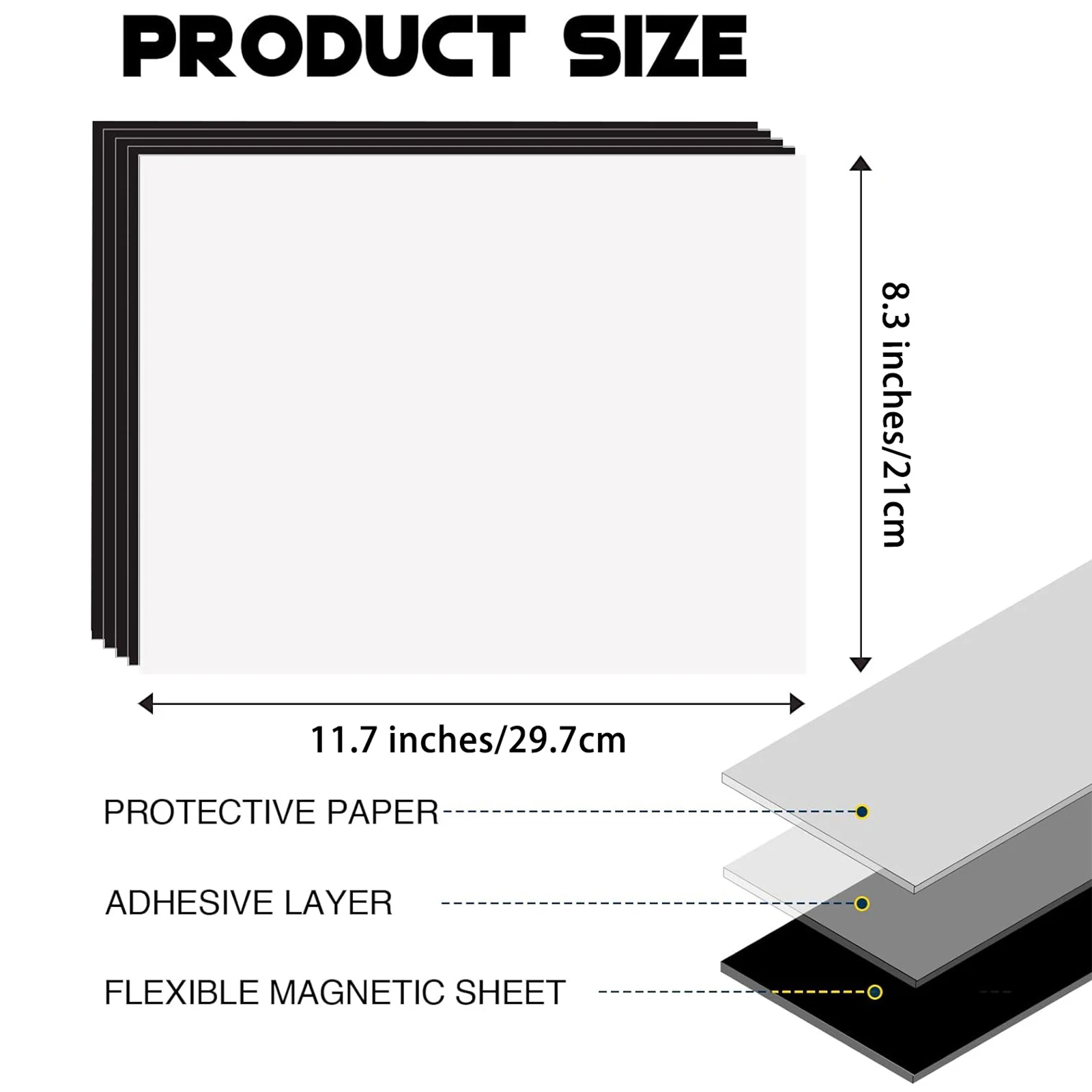 5 PCS A4 Size Self Adhesive Magnetic Paper Adhesive Magnetic Sheets Sticky with Adhesive Backing Flexible Magnet Sheets