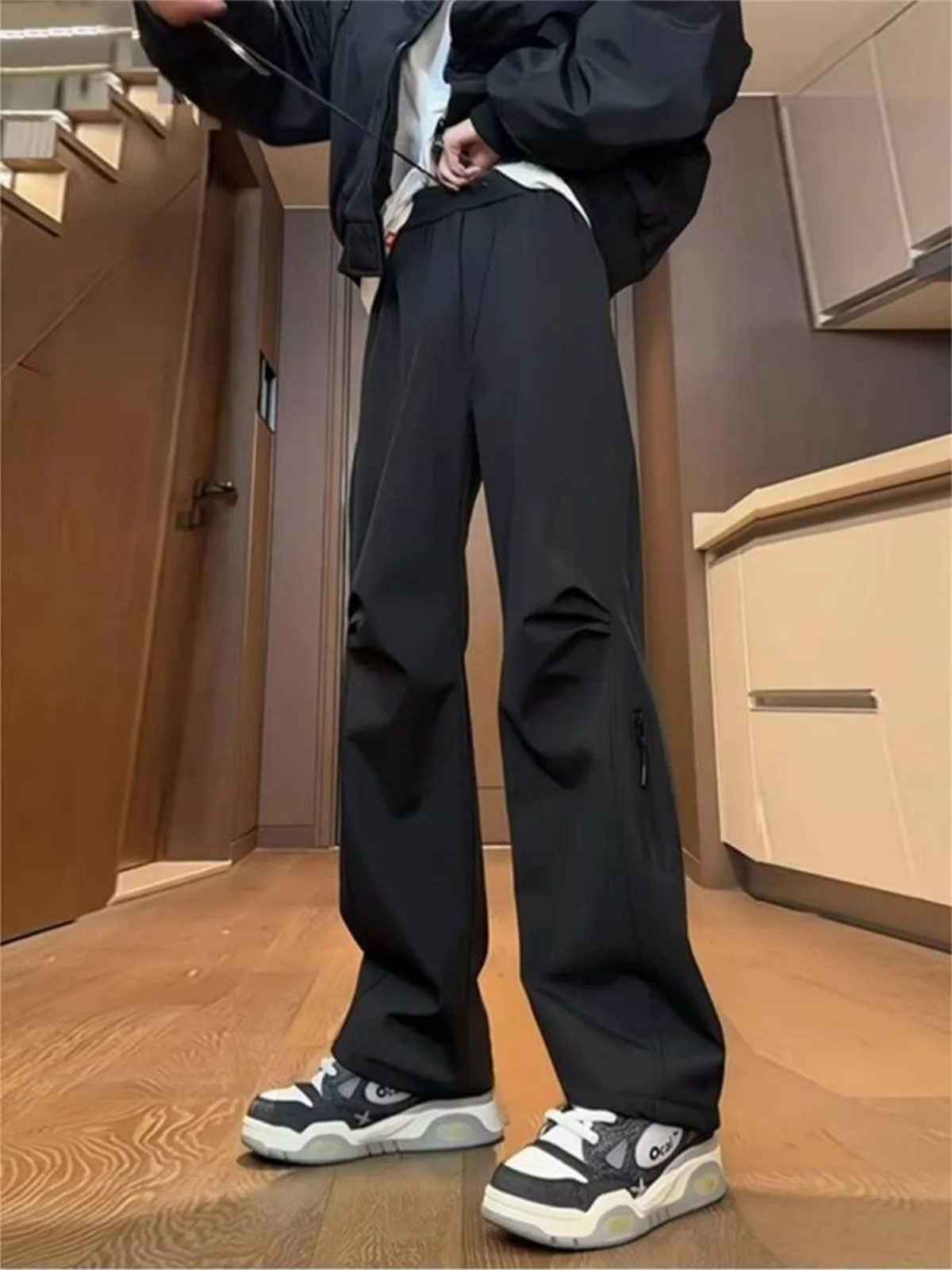 الربيع الصيف أزياء عارضة المقالي للرجال الشارع الشهير بلون البضائع السراويل مرونة الخصر واسعة الساق الرجال الموضة والترفيه #6