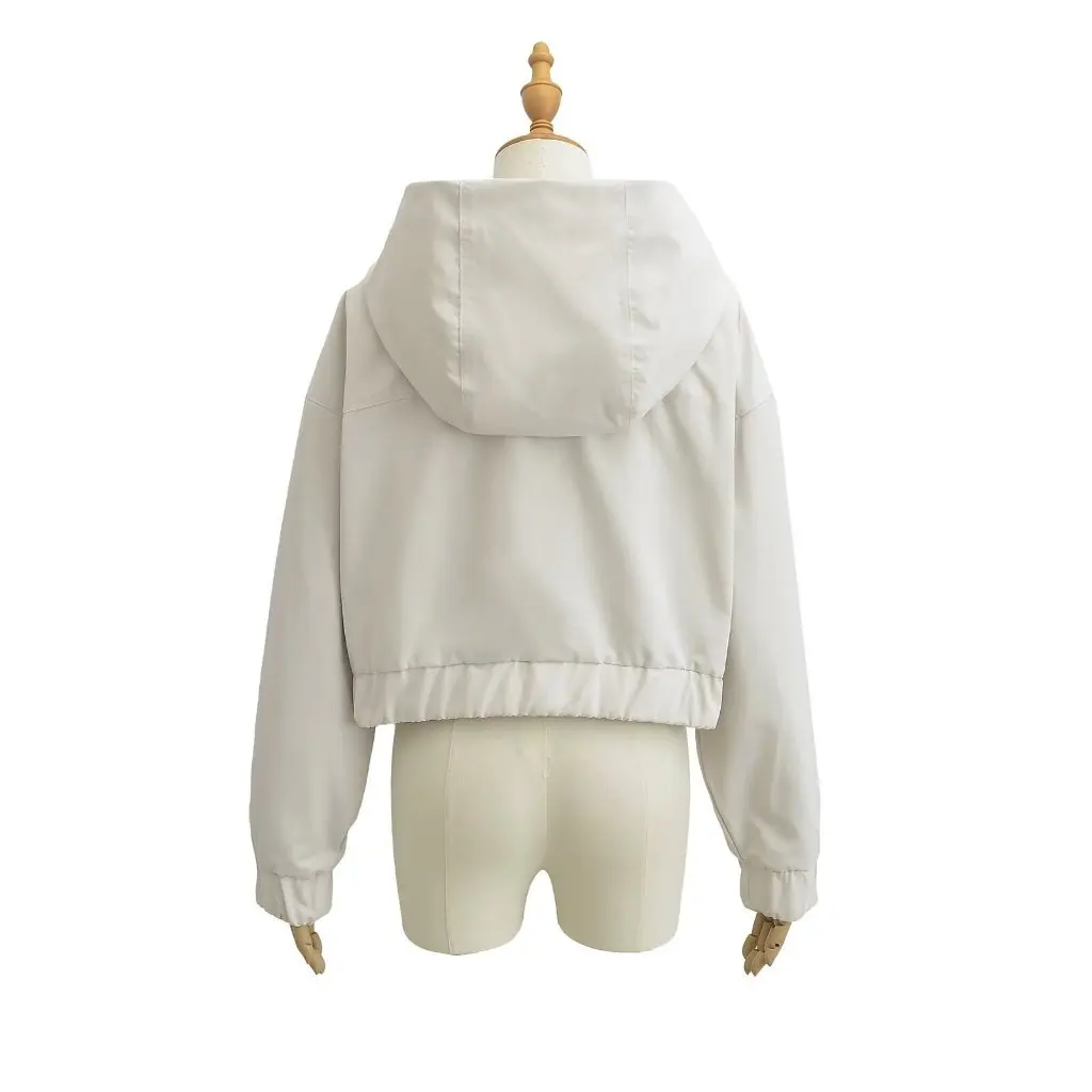 

Women's American Style Casual Short Jacket Coat with Drawstring Hood Loose Fit Autumn Top for European And American Market