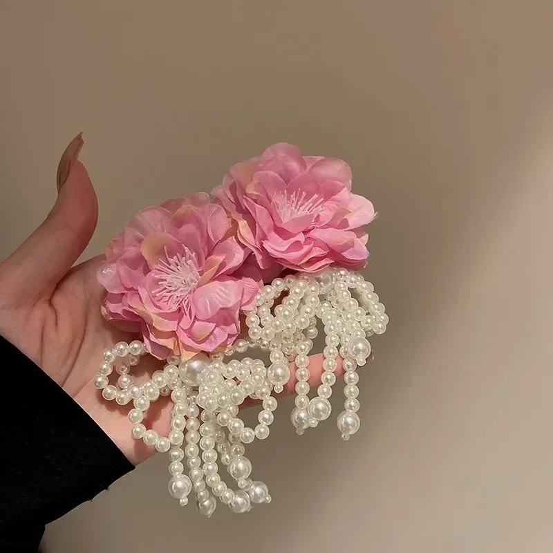Elegant Statement Lace Organza Cloth Flower Earrings for Woman Korean Fashion Jewelry Party Girl\'s Lady Accessories