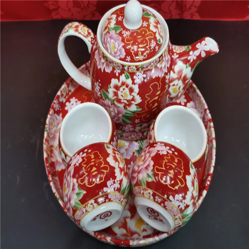 Wedding Supplies Hong Kong Edition New Couple Jingcha Ceramic Wedding Tea Set Bridal Bridal Bridal Bridal Bridal Gift