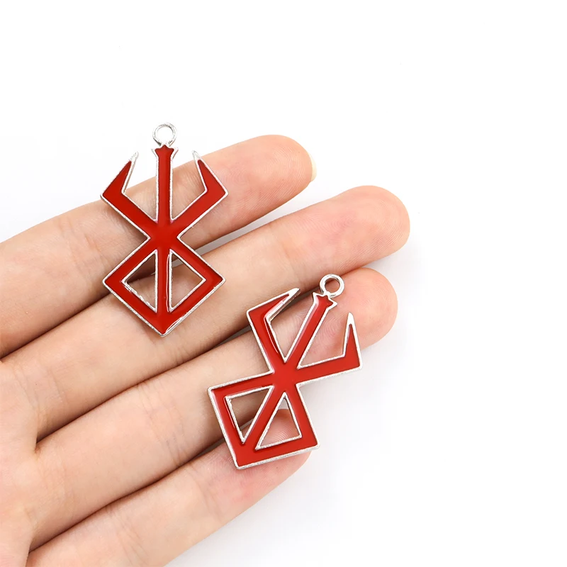 10szt Anime Game Red Symbol Enamel Charms Cartoon Behelit Drip Oil Alloy Pendants for Making DIY Necklaces Cosplay Jewelry Gifts