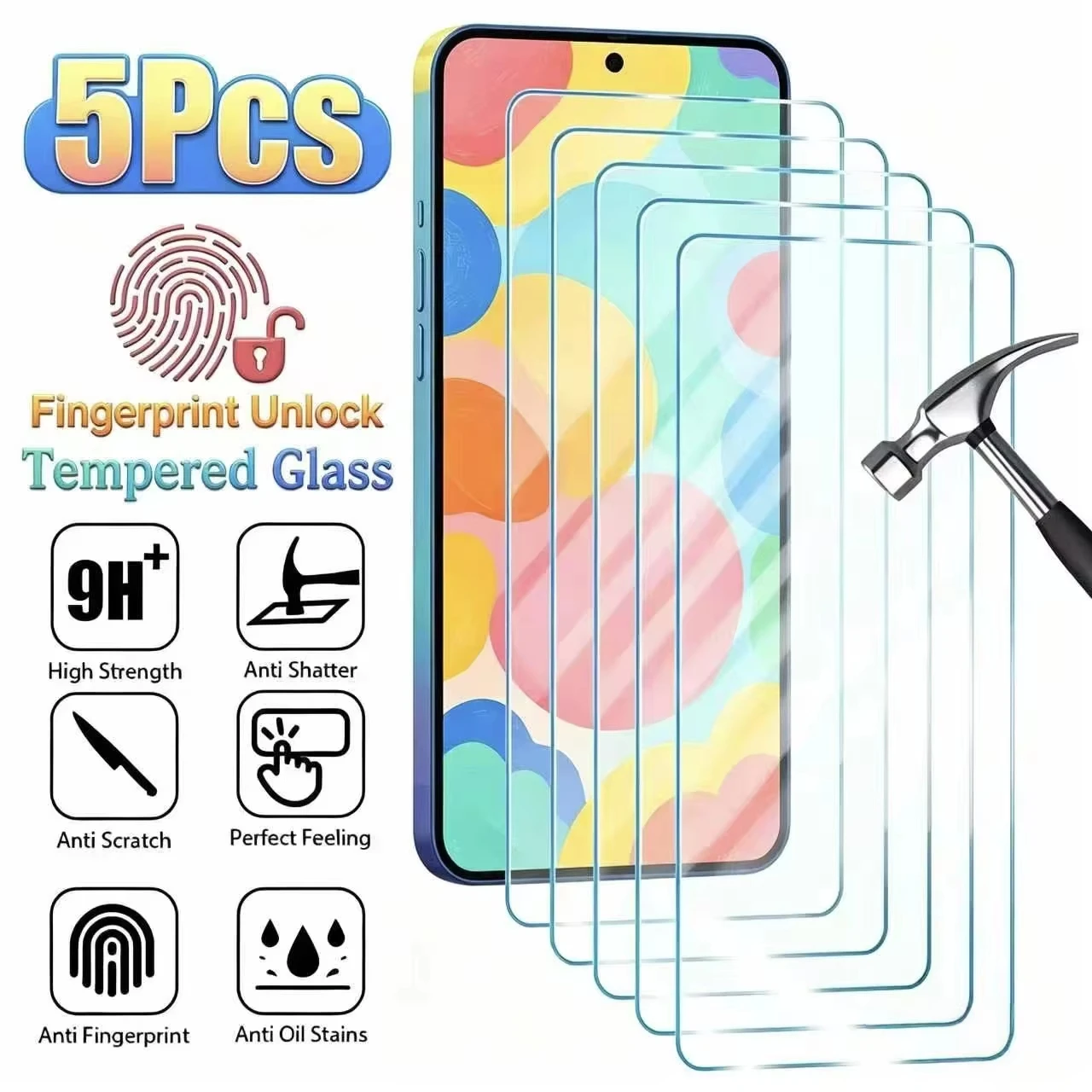 5PCS 9H Full Cover Tempered Glass Screen Protector For Samsung S26 Ultra S22 S23 S24 S25 Plus Clear Anti Fingerprint Shockproof